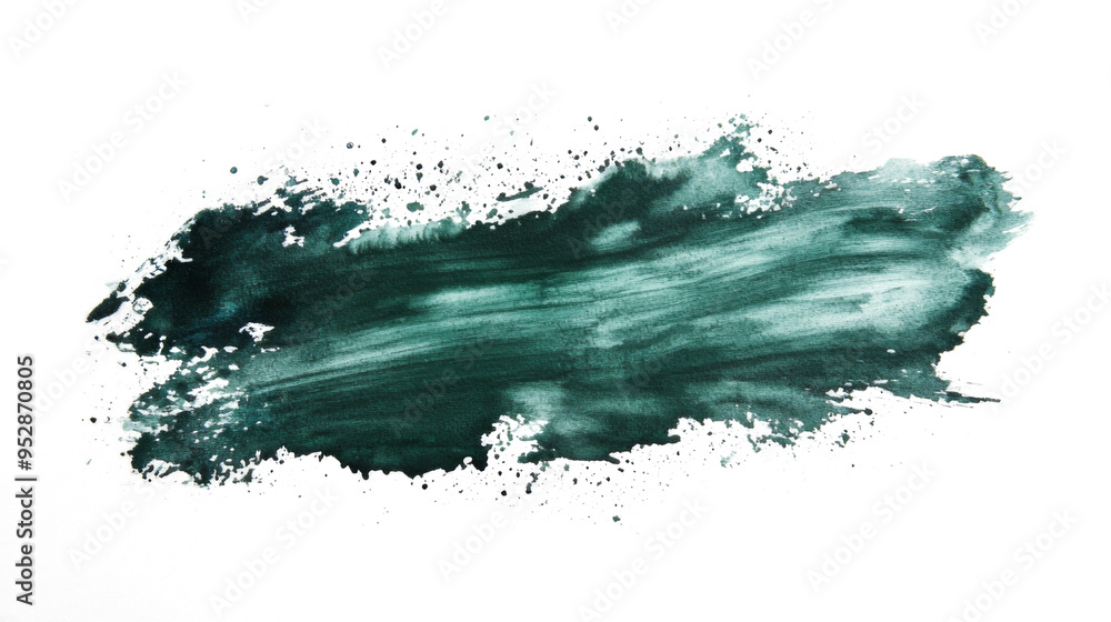 Fototapeta premium Dark Green PNG watercolor wash illustration. A vibrant blue watercolor splash on white canvas. Deep cerulean hues bleed outwards, their intensity gradually softening into wispy, cloud-like shapes