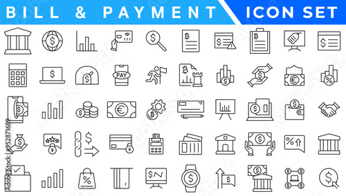 Bill And Payment Method icon. Bill Pay, Cash Wallet, Quick Pay, Card Swipe, Easy Bills, Pay Right, Digital Cash, Secure Pay, Bill Ease, Coin Wallet