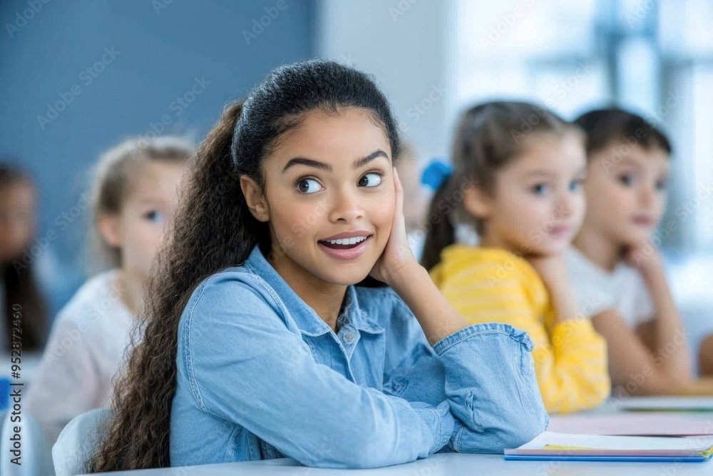 Engaged Students in Classroom Setting - Diverse Group of Children Learning Together