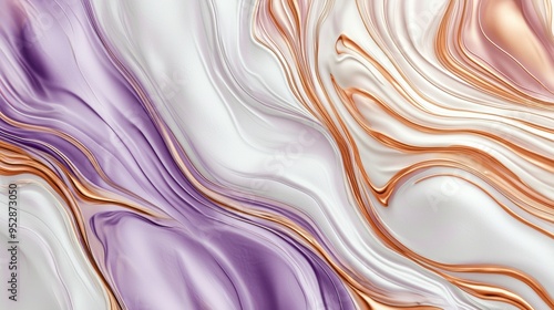 Abstract fluid art painting in alcohol ink technique, mixture of purple and gold paints creating golden veins. Perfect for wall art, presentations, packaging and branding