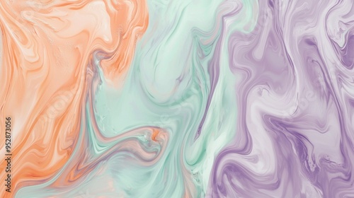 Beautiful pastel marble texture blending paints in pink, purple, green, orange, and white. Vibrant, colorful design perfect for creative projects