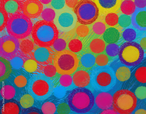 Bright Polka Dot Pattern Abstract and Playful Retro Design with Colorful Circles and Bold Background