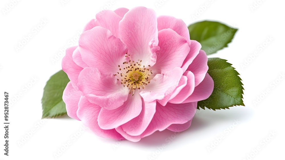 Pink damascena flower on white background Pink damascena flower on white background