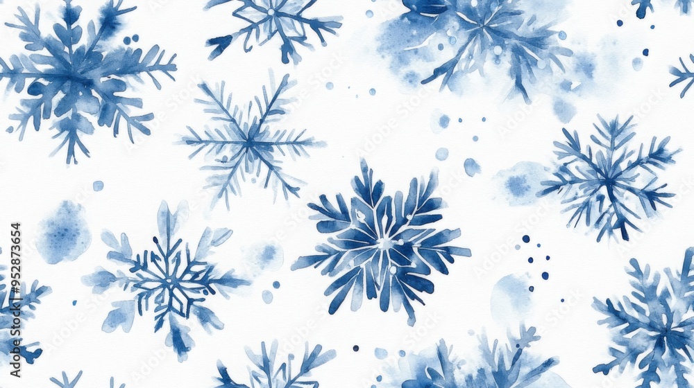 Clouds and sky watercolor hand drawn illustration. Abstract blue snowflakes winter watercolour background. Sky pattern with snow. Light blue watercolour paper texture background. Clouds and sky watercolor hand drawn illustration. Abstract blue snowflakes winter watercolour background. Sky pattern with snow. Light blue watercolour paper texture background.