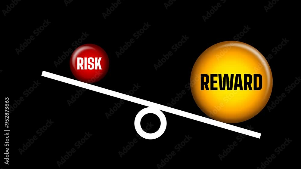 Risk reward on balance scale concept animation. Transparent 4K Alpha ...