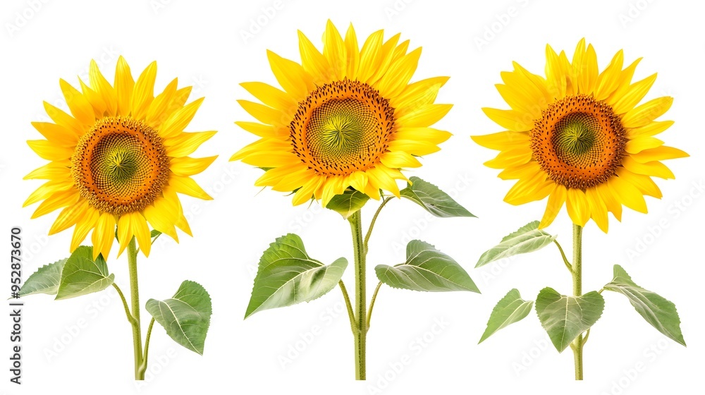 Obraz premium Set of Sunflower Flowers A Summer Symphony white background