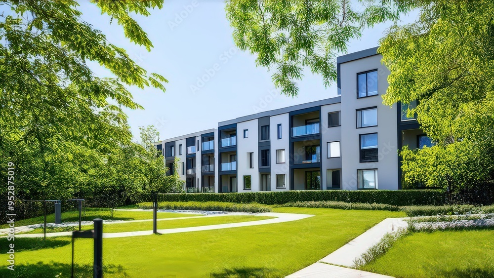 Naklejka premium Residential complex in a green area