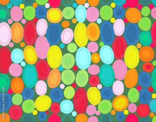 Bright Polka Dot Pattern Abstract and Playful Retro Design with Colorful Circles and Bold Background