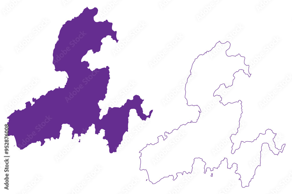 Fototapeta premium Kurahashi-jima or Nagato-jima island (Japan, East Asia, Japanese archipelago) map vector illustration, scribble sketch Kurahashi jima or Nagato jima map