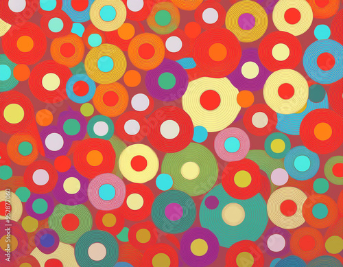 Bright Polka Dot Pattern Abstract and Playful Retro Design with Colorful Circles and Bold Background