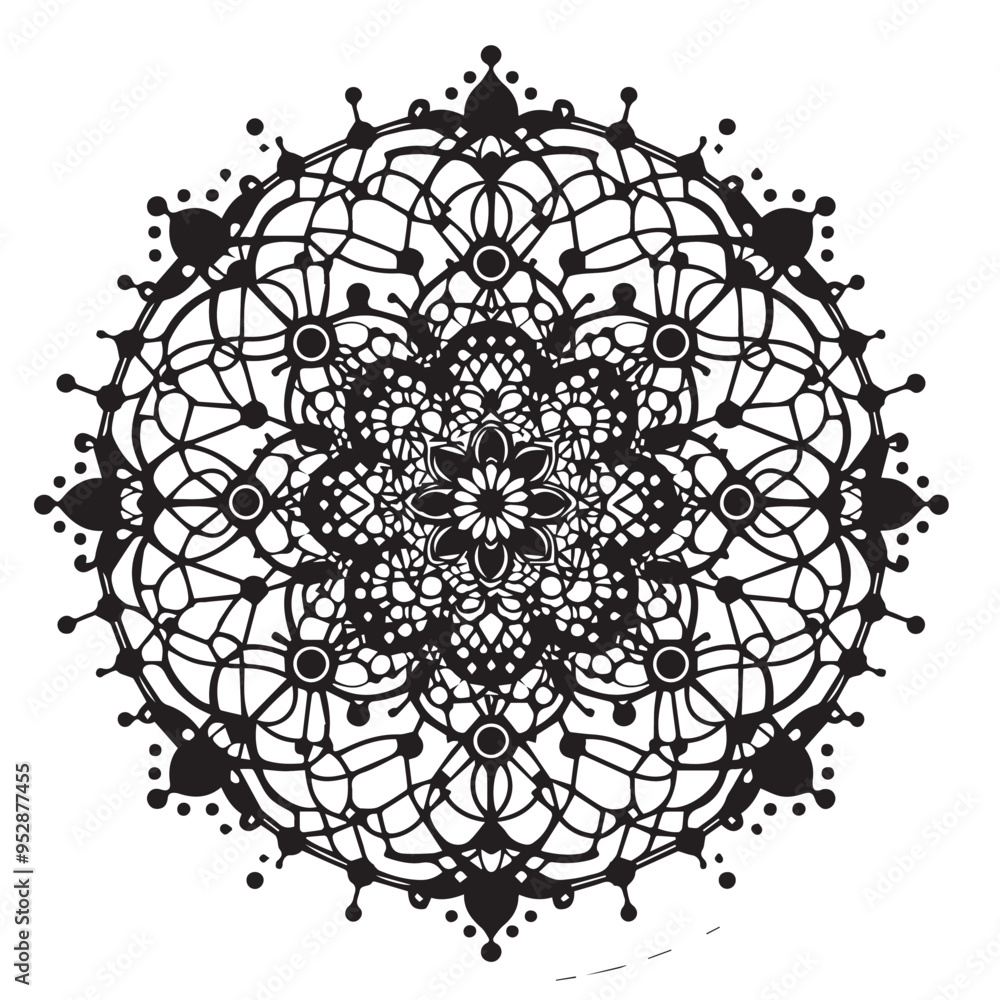 Naklejka premium Big vector set of round patterns. Collection of geometrical mandalas. Boho ornament 
