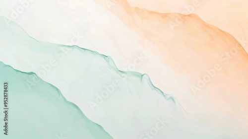 Alcohol ink art featuring flowing pastel green and orange waves blending together, creating a sense of movement and tranquility