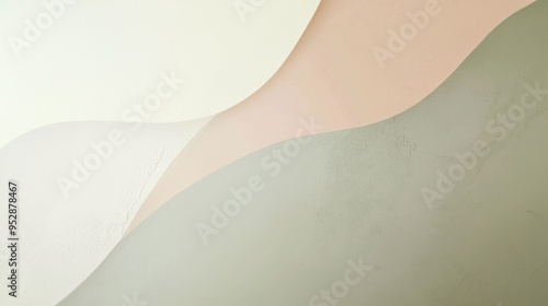 Abstract background featuring a minimalist design of wavy shapes in pastel colors, providing a sense of calm and tranquility