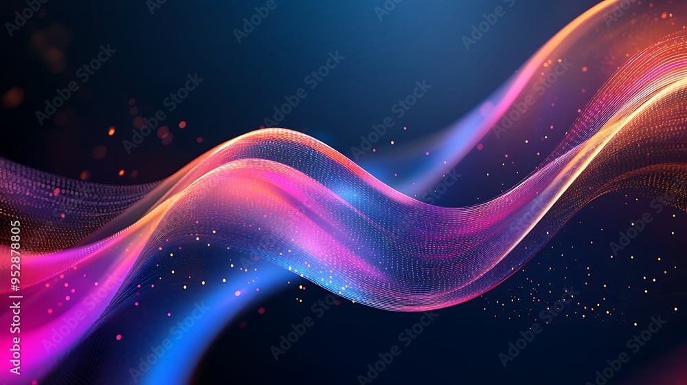 Abstract Colorful Wave with Glowing Particles Abstract Colorful Wave with Glowing Particles