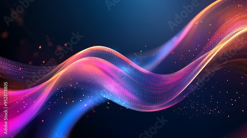 Abstract Colorful Wave with Glowing Particles