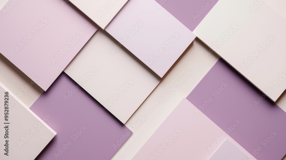 Minimalist background showing a repeating pattern of violet and pink paper sheets creating an abstract geometric composition Minimalist background showing a repeating pattern of violet and pink paper sheets creating an abstract geometric composition