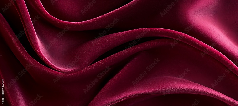 Fototapeta premium A luxurious velvet texture background in deep red with a central text space