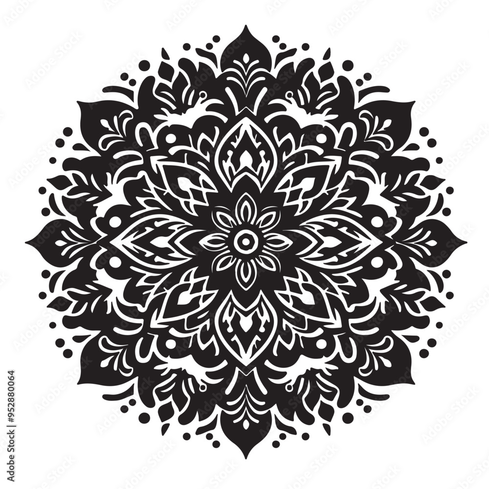 Vector of a mandala with flower petals and leaves.eps Vector of a mandala with flower petals and leaves.eps