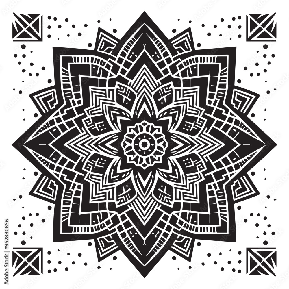 Fototapeta premium Vector of a mandala with radiating sun patterns .eps