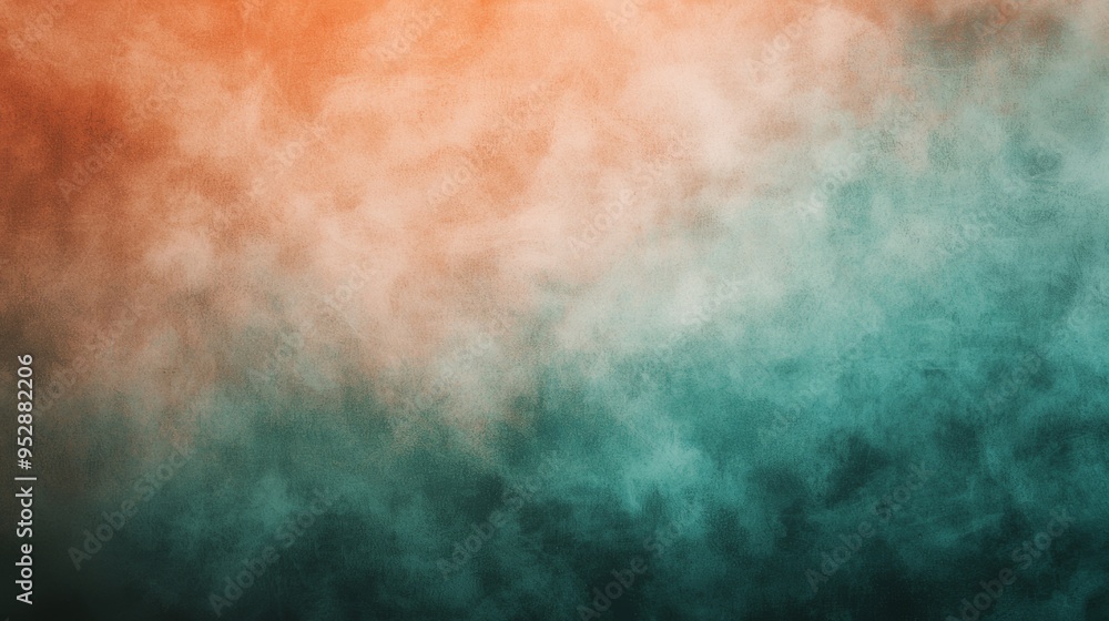 Fototapeta premium Swirling orange and green smoke blend harmoniously, creating a vibrant abstract background with a smooth texture, perfect for design projects or adding a pop of color to creative endeavors