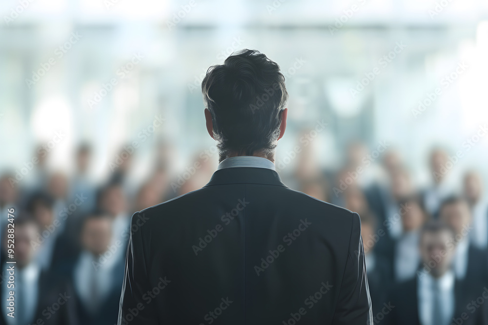 Rear View of Business Coach Facing a Group of People | Professional Training and Leadership Development Session Rear View of Business Coach Facing a Group of People | Professional Training and Leadership Development Session