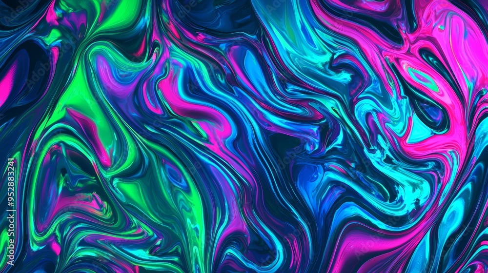 Fototapeta premium Abstract colorful background resembling flowing liquid acrylic paint, featuring swirling patterns and a vibrant color scheme