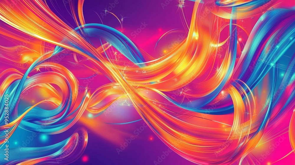 Abstract colorful background with wavy lines and glowing particles, creating a sense of movement and energy, suitable for digital art projects Abstract colorful background with wavy lines and glowing particles, creating a sense of movement and energy, suitable for digital art projects