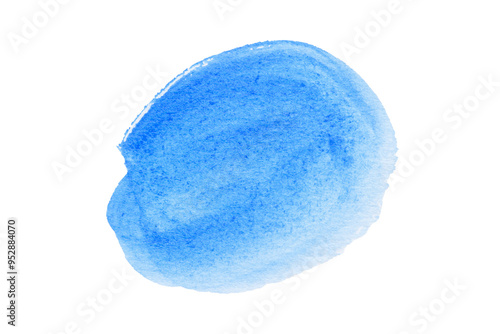 Sky blue, light blue spot, watercolor hand painted circle shape isolated on white background with clipping path.