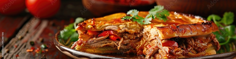 Pork Meat Torta Ahogada in Traditional Mexican Bread Pork Meat Torta Ahogada in Traditional Mexican Bread