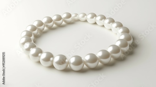 Isolated pearl necklace. White pearl beads for jewelry design. Nacred precious stones.