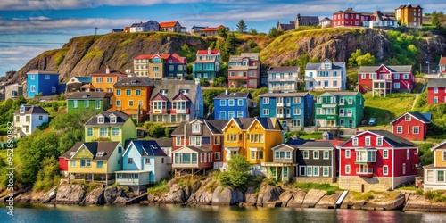Scenic view of colorful houses on St. John's, Newfoundland , Newfoundland, Canada, architecture, vibrant, colorful