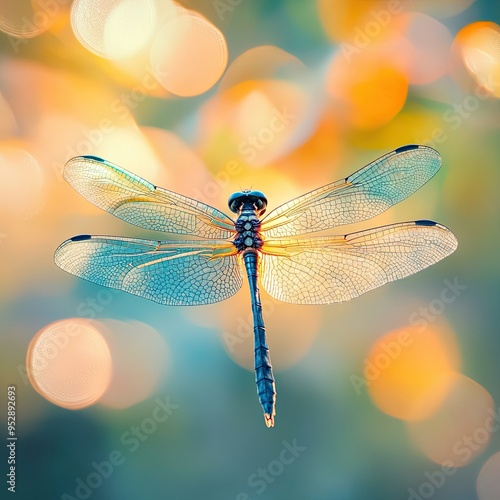 Dragonfly isolated on abstract background photo