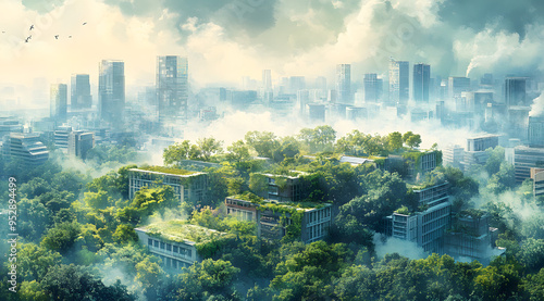 A Citys Breath: From Smog to Sky in a Verdant Transformation photo