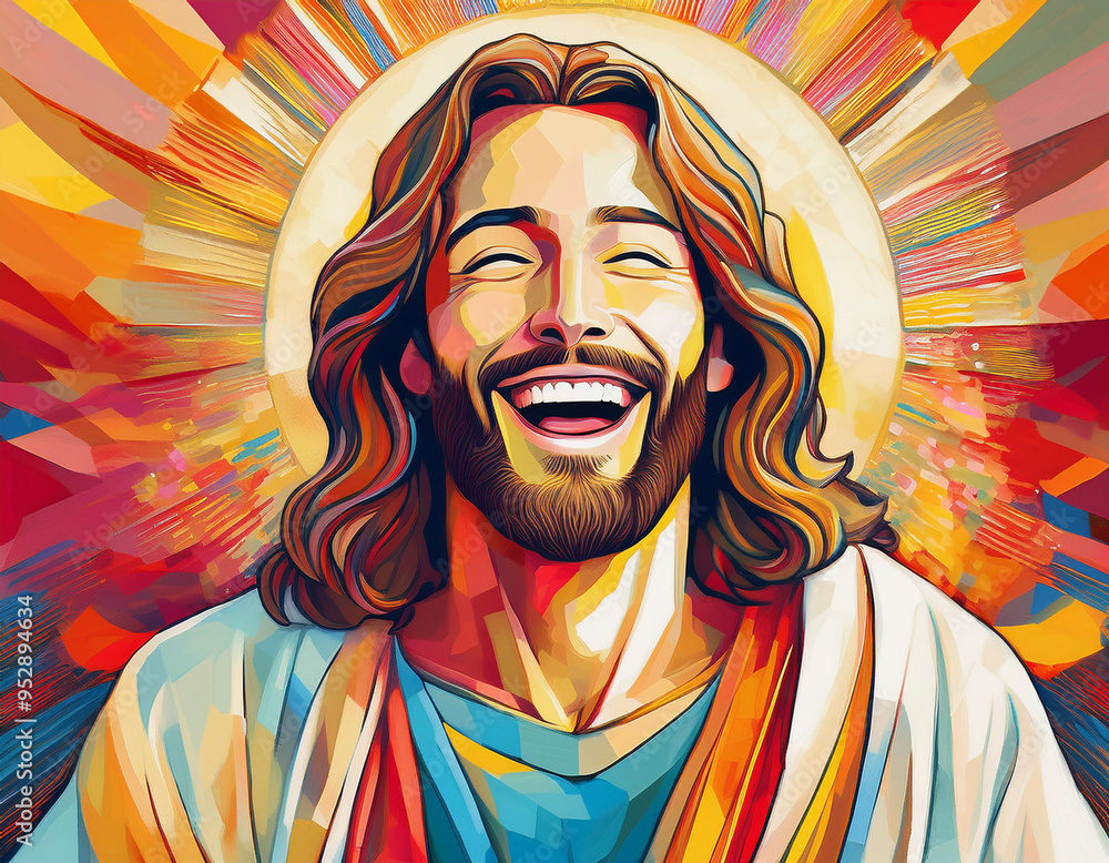 Jesus Smiling and Giggling Lighthearted Depiction of Joy and Laughter in Religious Art Jesus Smiling and Giggling Lighthearted Depiction of Joy and Laughter in Religious Art