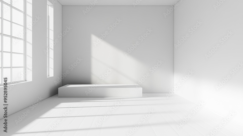 Fototapeta premium Minimalist Abstract Empty White Room for product presentation -