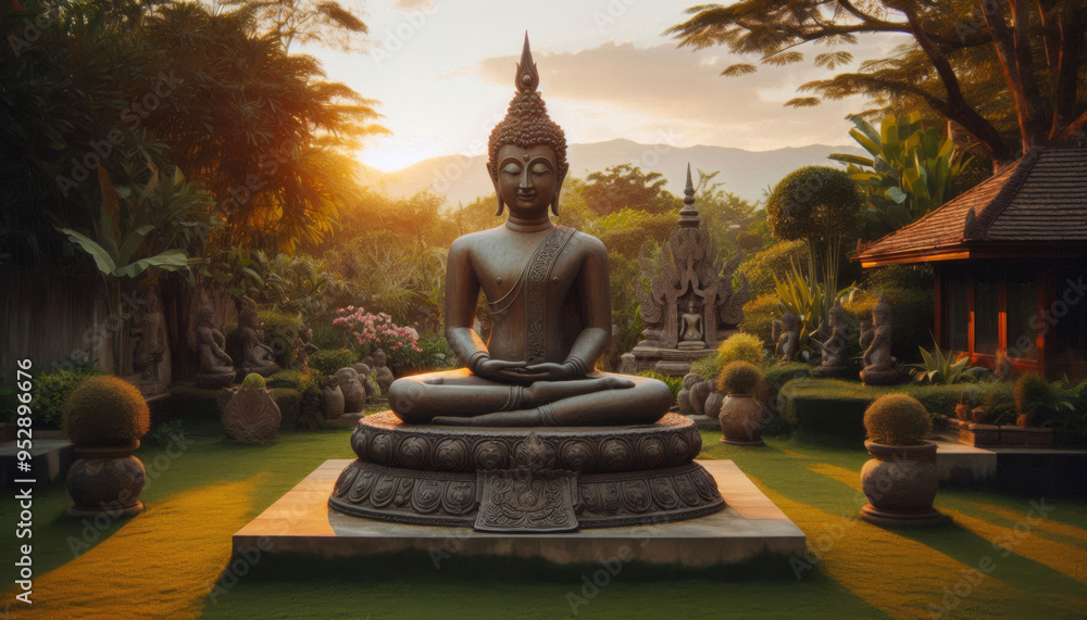 Buddha statue in the garden Buddha statue in the garden