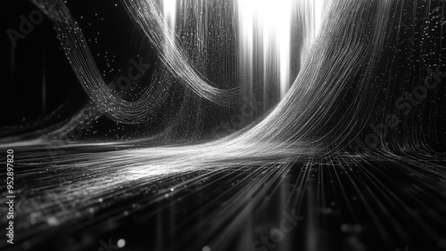 Monochromatic Strings and Particles with High Contrast and Volumetric Lighting photo