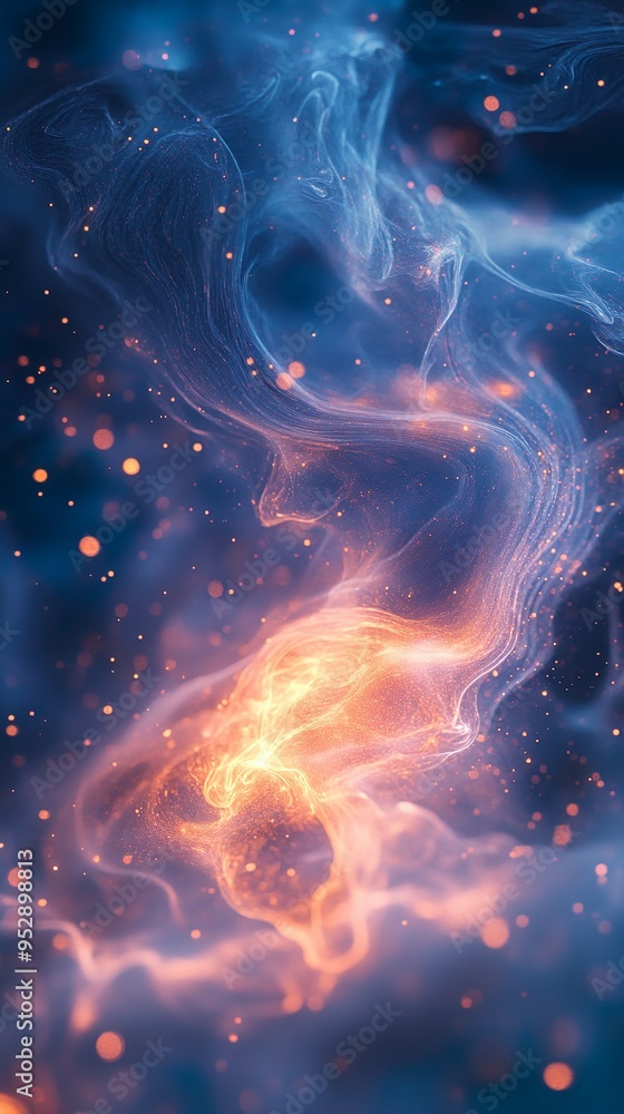 Mystical light glowing through cosmic cloud waves abstract nebula background Mystical light glowing through cosmic cloud waves abstract nebula background