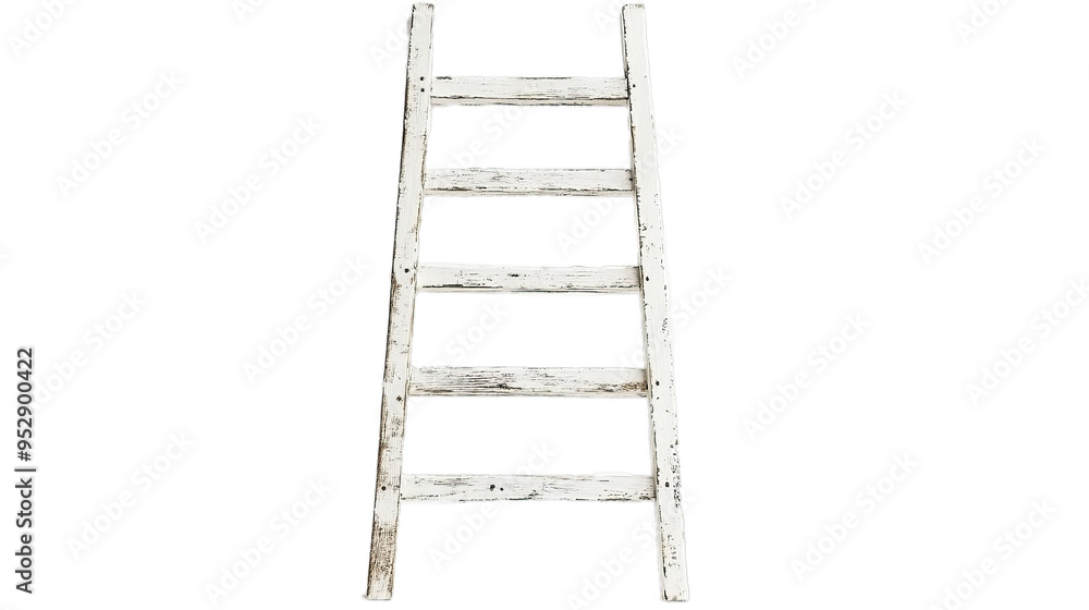 White wooden ladder isolated on white background White wooden ladder isolated on white background