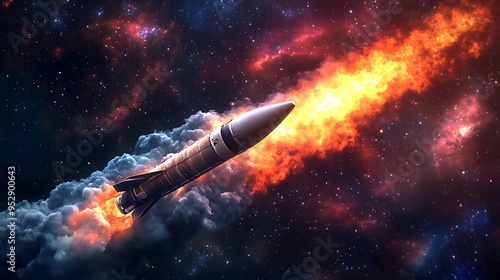 Wallpaper Mural A Spacecraft Ascends Through a Starry Sky Torontodigital.ca