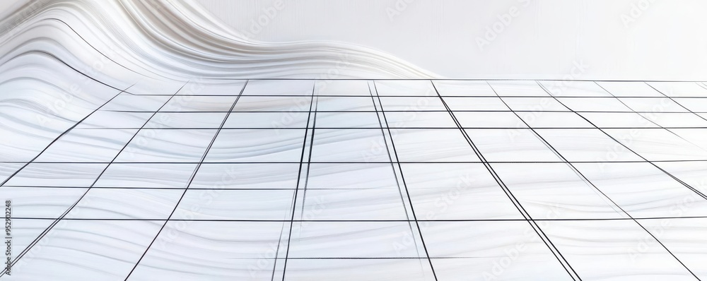 Obraz premium Singular grid drawn in precise ink lines, isolated on white paper, ultra-clean, minimal design