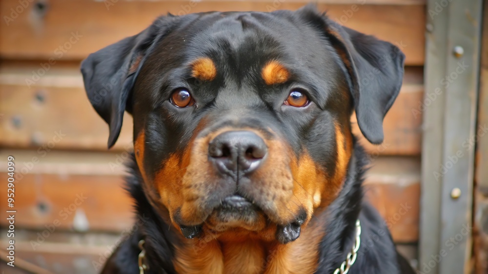 Fototapeta premium Adorable Devoted Purebred Rottweiler