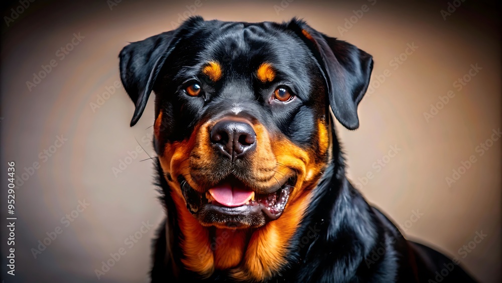 Fototapeta premium Adorable Devoted Purebred Rottweiler