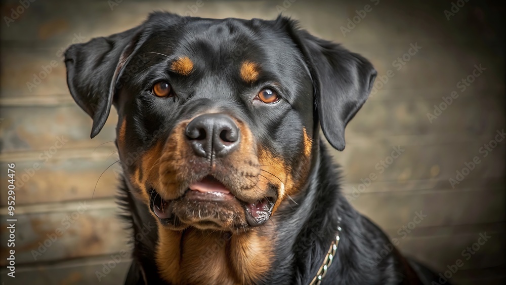 Fototapeta premium Adorable Devoted Purebred Rottweiler