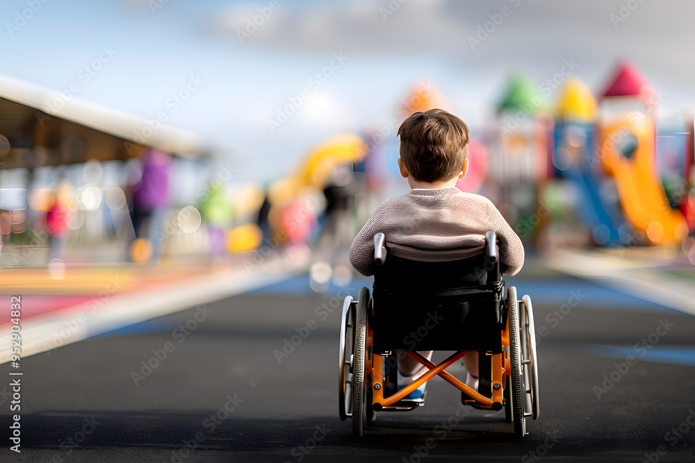 Obraz premium Child in a Wheelchair at the Park | Inclusive Play and Outdoor Fun in a Welcoming Environment