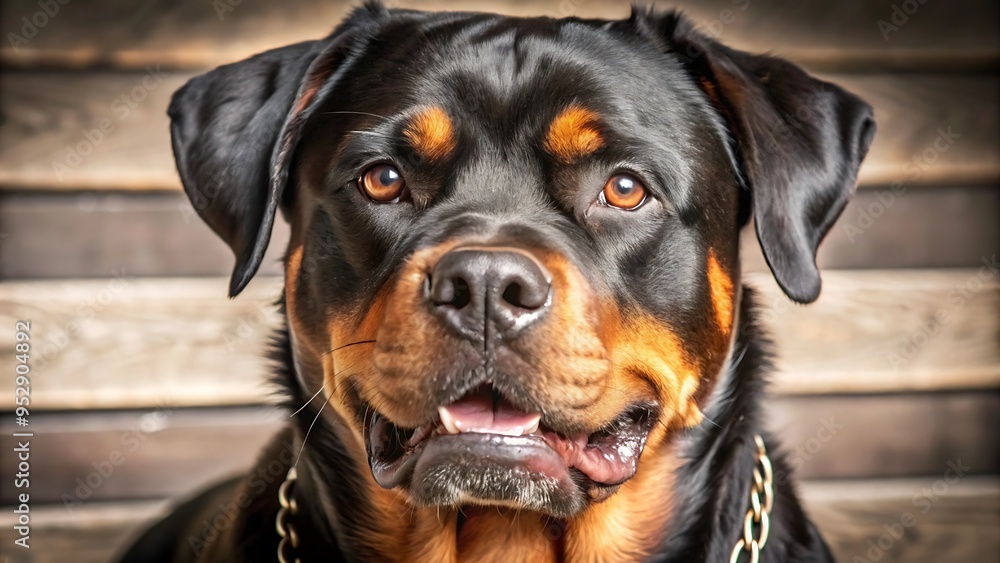 Fototapeta premium Adorable Devoted Purebred Rottweiler