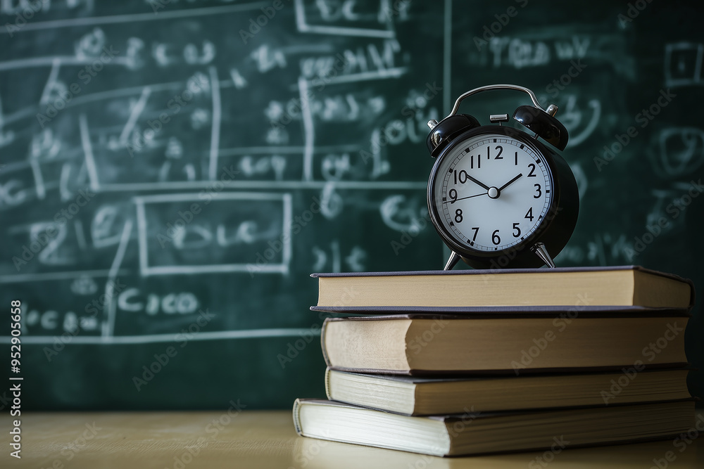School Hours, Clock Over Books School Hours, Clock Over Books