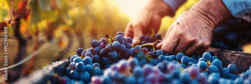 Grapes Being Collected in the Vineyard for Wine Production photo