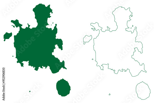 Nosy Be and Nosy Komba island (Republic of Madagascar) map vector illustration, scribble sketch Ile Nossi-be, Assada or Nosse Be map