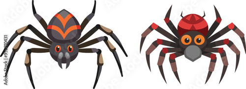 Spider Animal flat vector illustration on white background. 